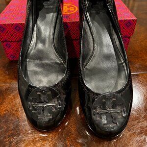 Tory Burch Black Patent Reva Ballet Flats Women's Designer Shoes Size 11